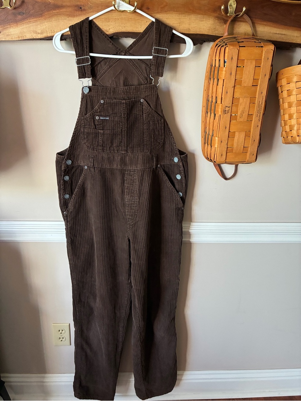 Vintage Y2K Squeeze SQZ Jeans Brown Corduroy Overalls Dungarees M